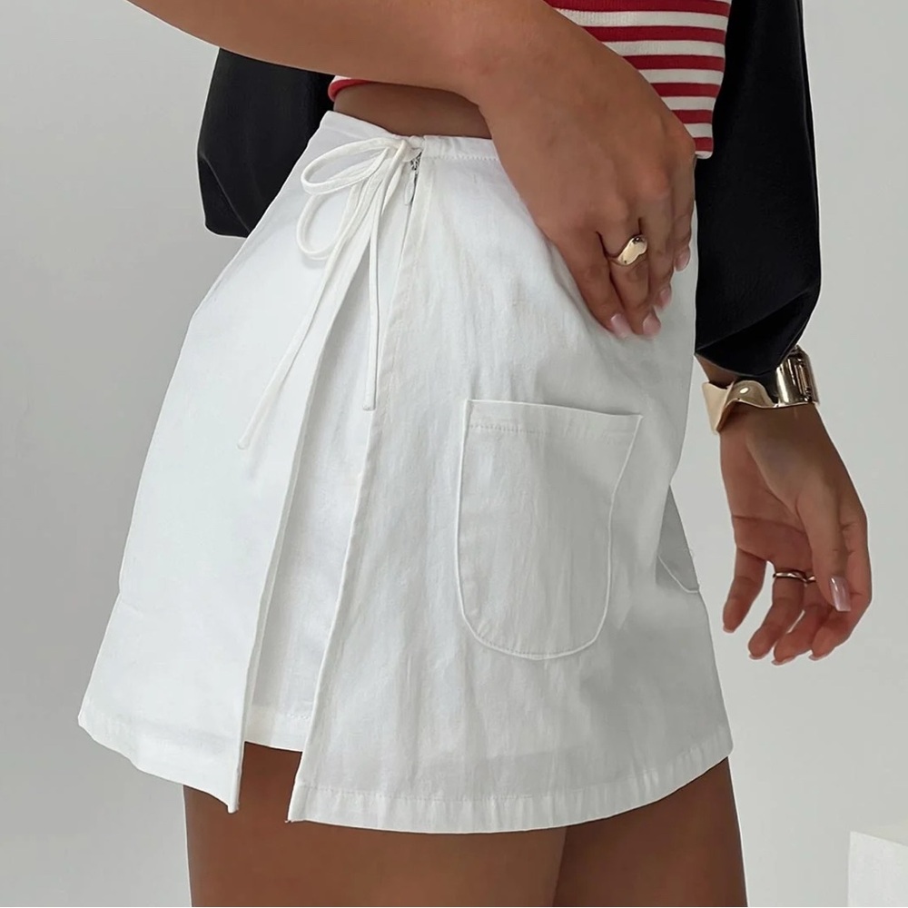 Princess Polly White Wrap Skort with Pocket